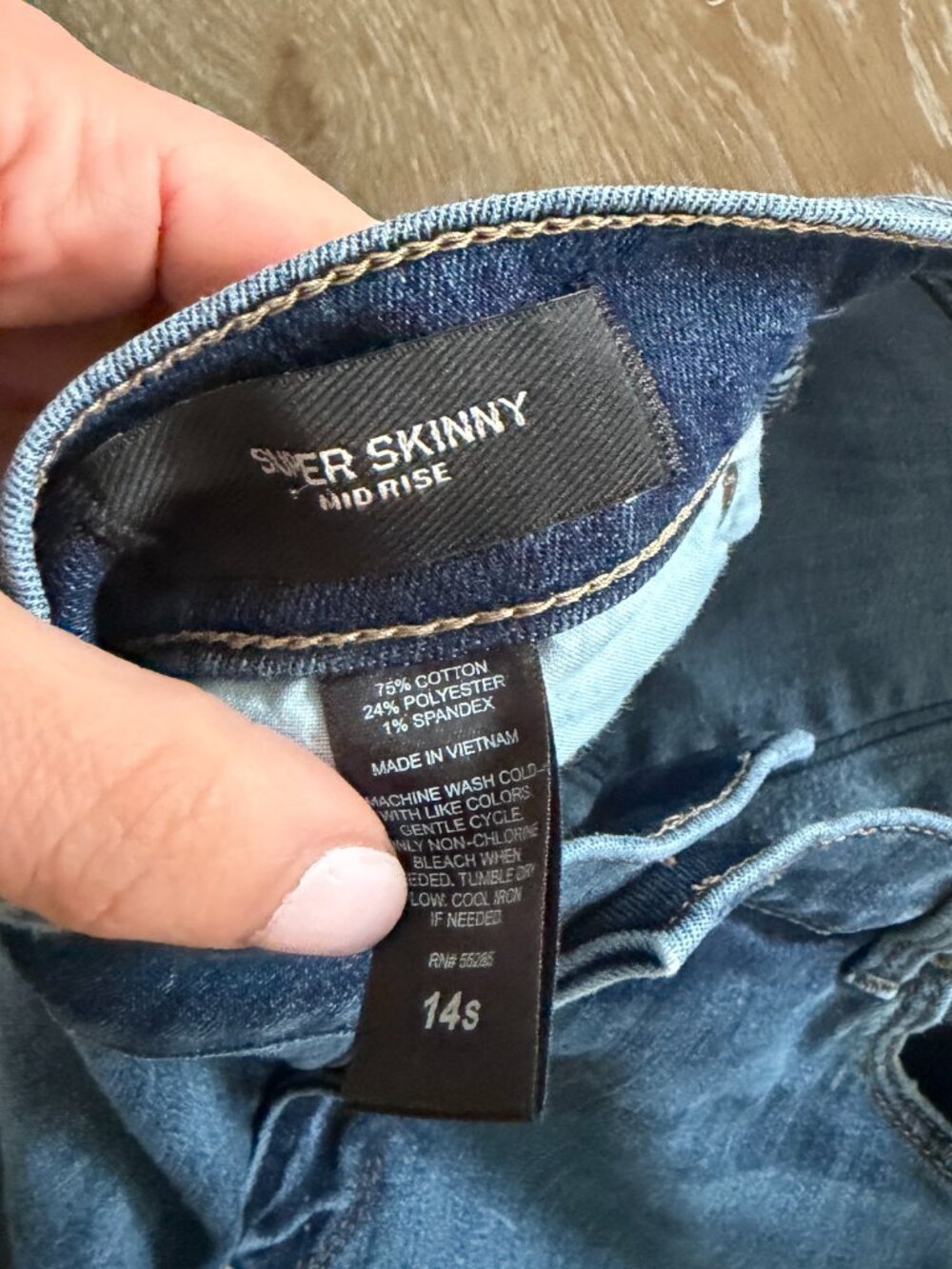 Womens Express super skinny mid rise denim jeans pants size 14S - Picture 3 of 3